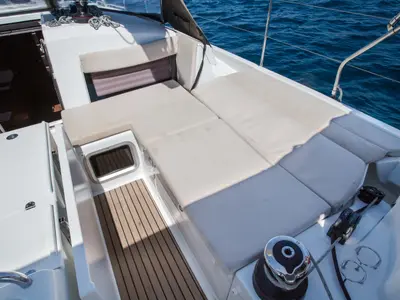 Deck of Deep Water, a Jeanneau Sun Odyssey 440 sailboat at Athens, Greece