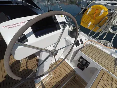 Cockpit of Alian, a Hanse 508 sailboat at Grad Šibenik, Croatia