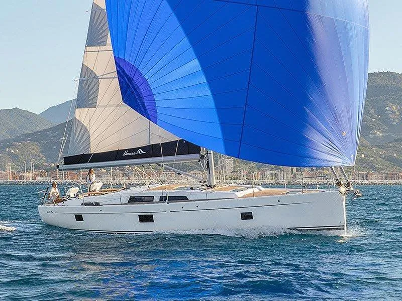 Exterior view of Alian, a Hanse 508 sailboat at Grad Šibenik, Croatia