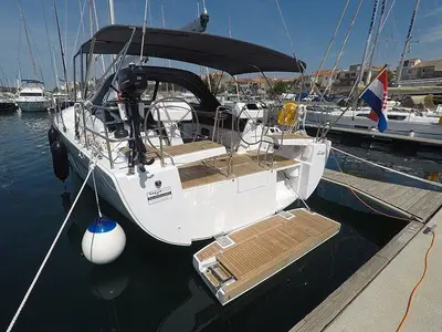 Deck of Alian, a Hanse 508 sailboat at Grad Šibenik, Croatia