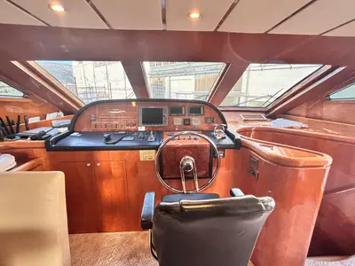 Cockpit of Premier Cru, a Monte Fino Premier Cru motor yacht at Grad Kaštela, Croatia