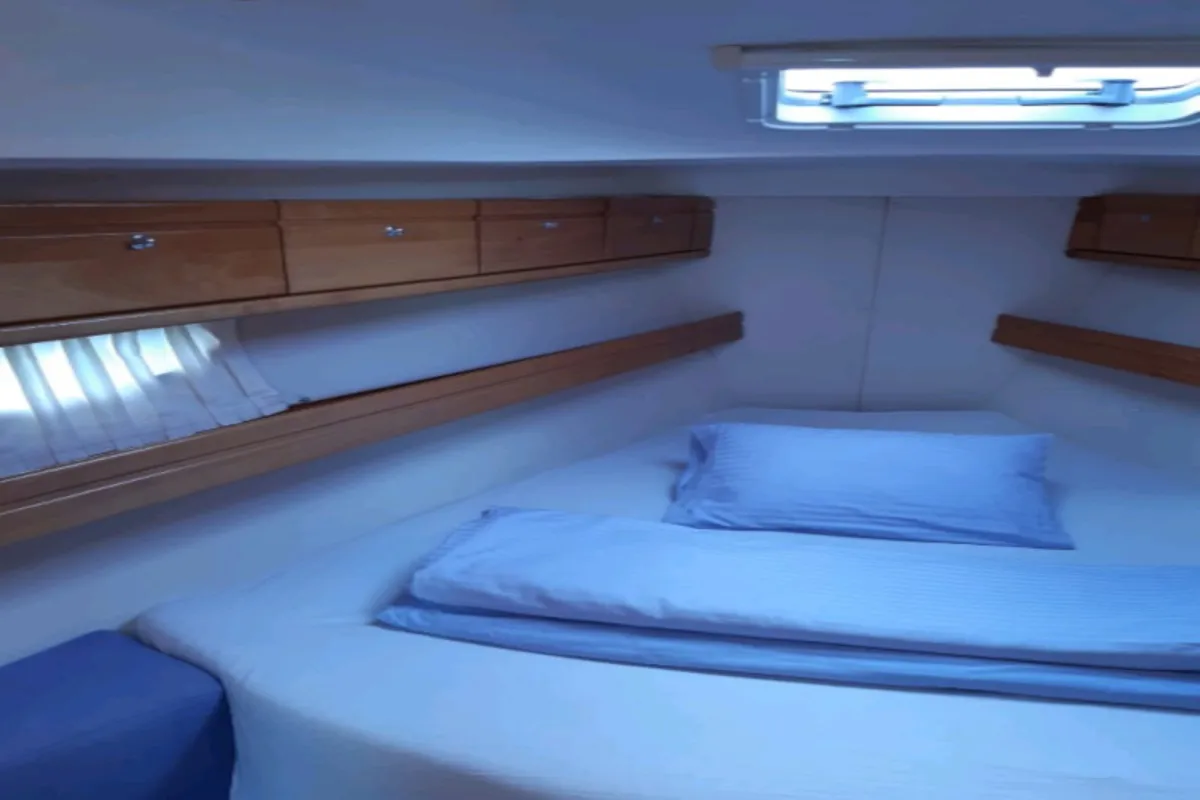 Cabin on Martina, a Bavaria 39 Cruiser sailboat at Punat, Croatia