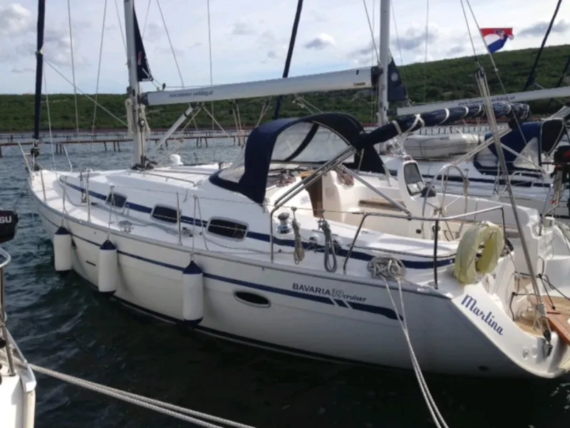 Exterior view of Martina, a Bavaria 39 Cruiser sailboat at Punat, Croatia