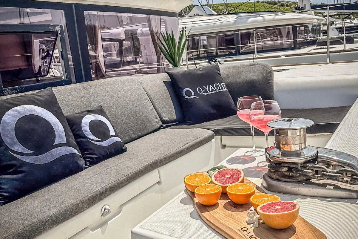 Deck of Red Twin, a Lagoon 450 F catamaran at Primošten, Croatia
