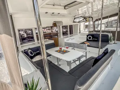 Deck of Red Twin, a Lagoon 450 F catamaran at Primošten, Croatia