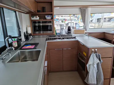 Galley of InnPro, a Lagoon 46 catamaran at Palma de Mallorca, Spain