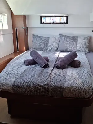 Cabin on InnPro, a Lagoon 46 catamaran at Palma de Mallorca, Spain