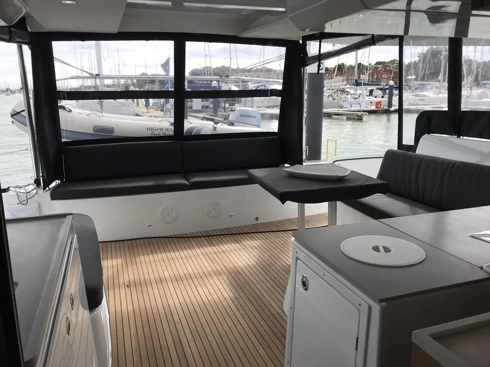 Deck of InnPro, a Lagoon 46 catamaran at Palma de Mallorca, Spain