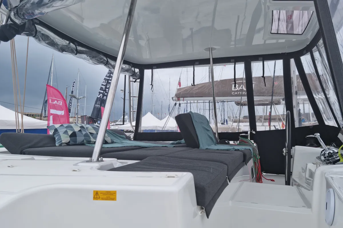 Deck of InnPro, a Lagoon 46 catamaran at Palma de Mallorca, Spain