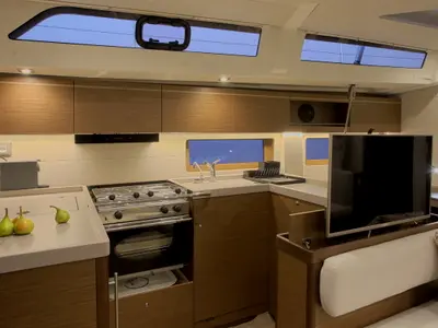 Salon of Premium +, a Beneteau Oceanis 51.1 sailboat at Athens, Greece