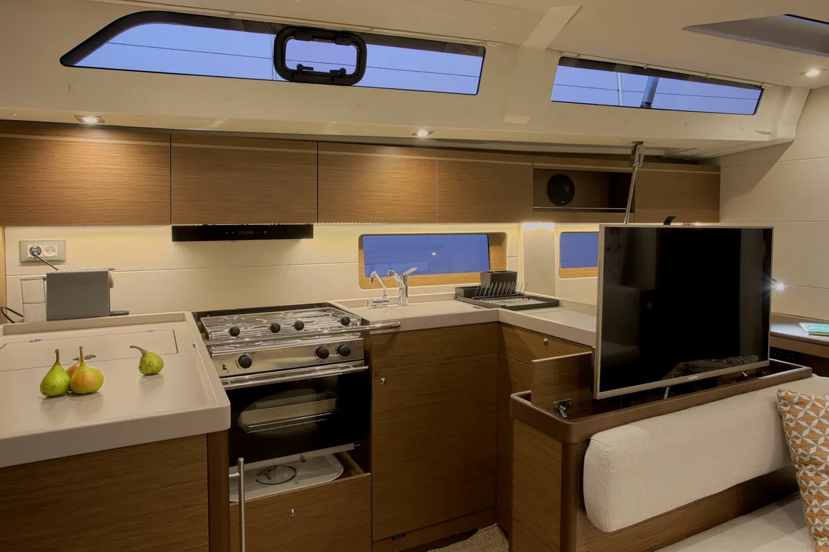 Salon of Premium +, a Beneteau Oceanis 51.1 sailboat at Athens, Greece