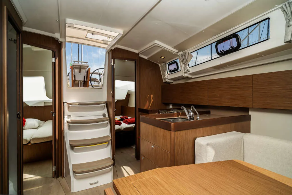 Galley of Gabri, a Beneteau Oceanis 38 sailboat at Olbia, Italy