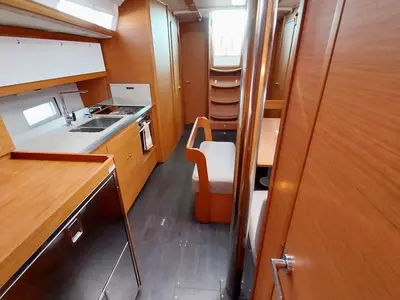 Galley of Penelope, a Dufour 43 sailboat at Volos, Greece