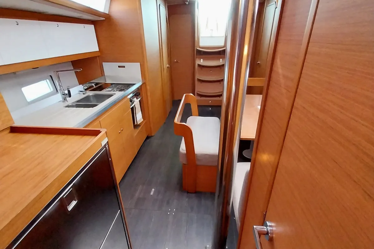 Galley of Penelope, a Dufour 43 sailboat at Volos, Greece