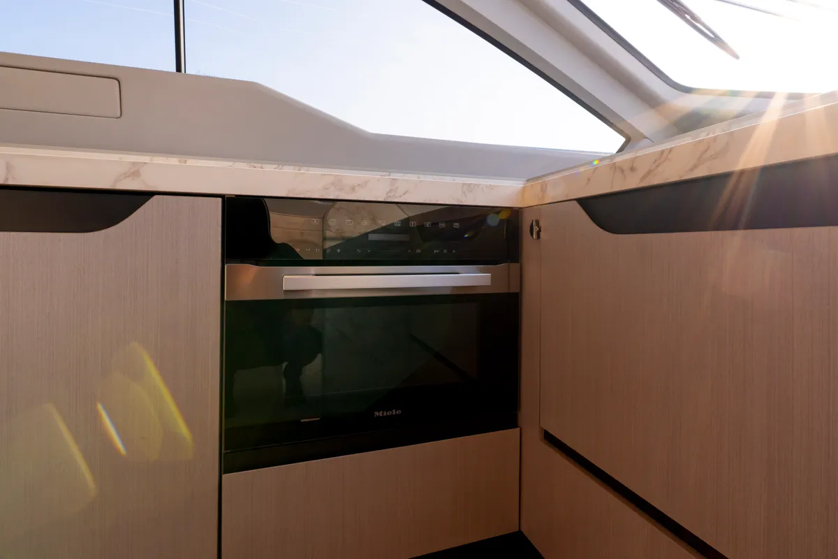 Galley of Felicita, a Azimut S7 motor yacht at Grad Šibenik, Croatia