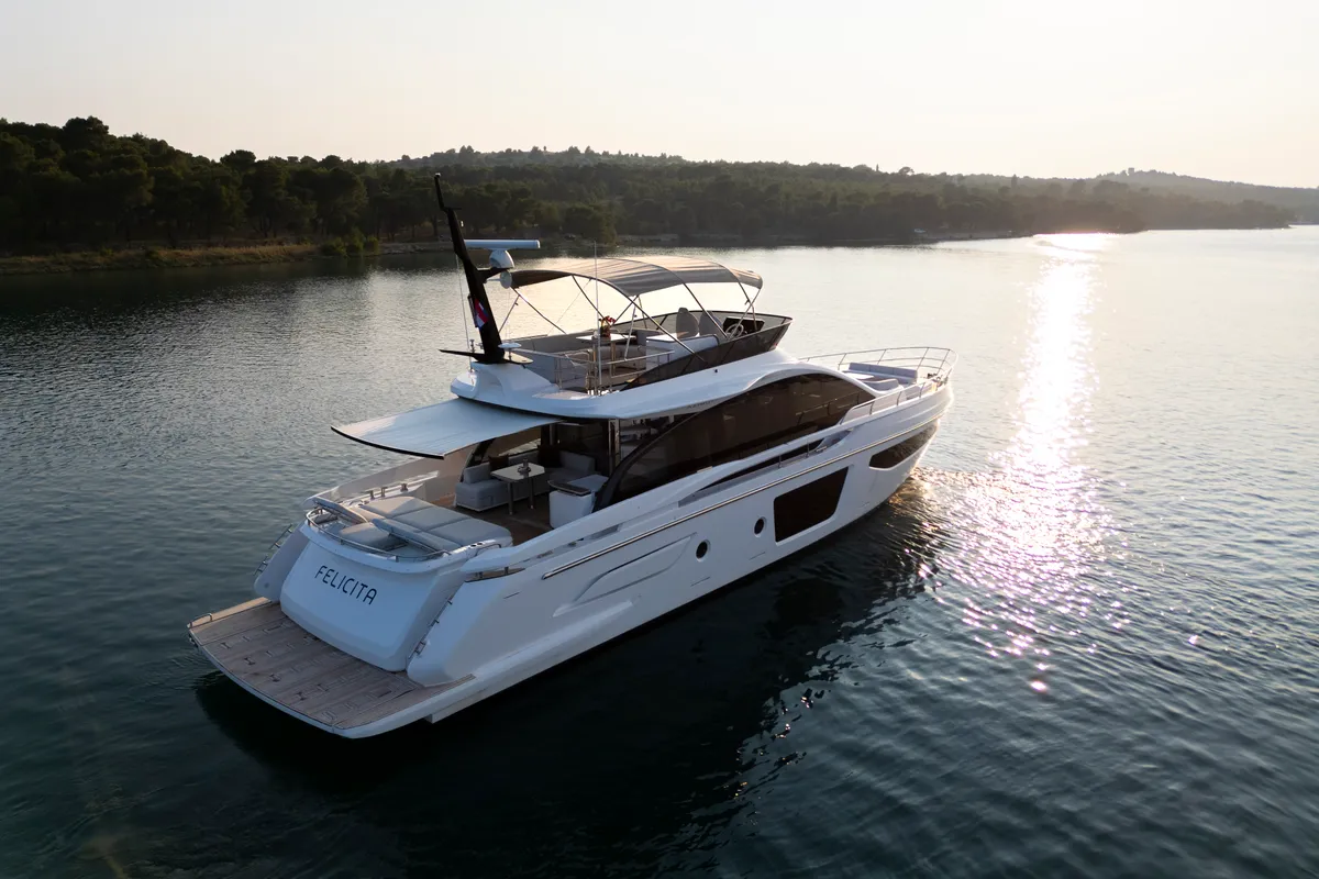 Exterior view of Felicita, a Azimut S7 motor yacht at Grad Šibenik, Croatia