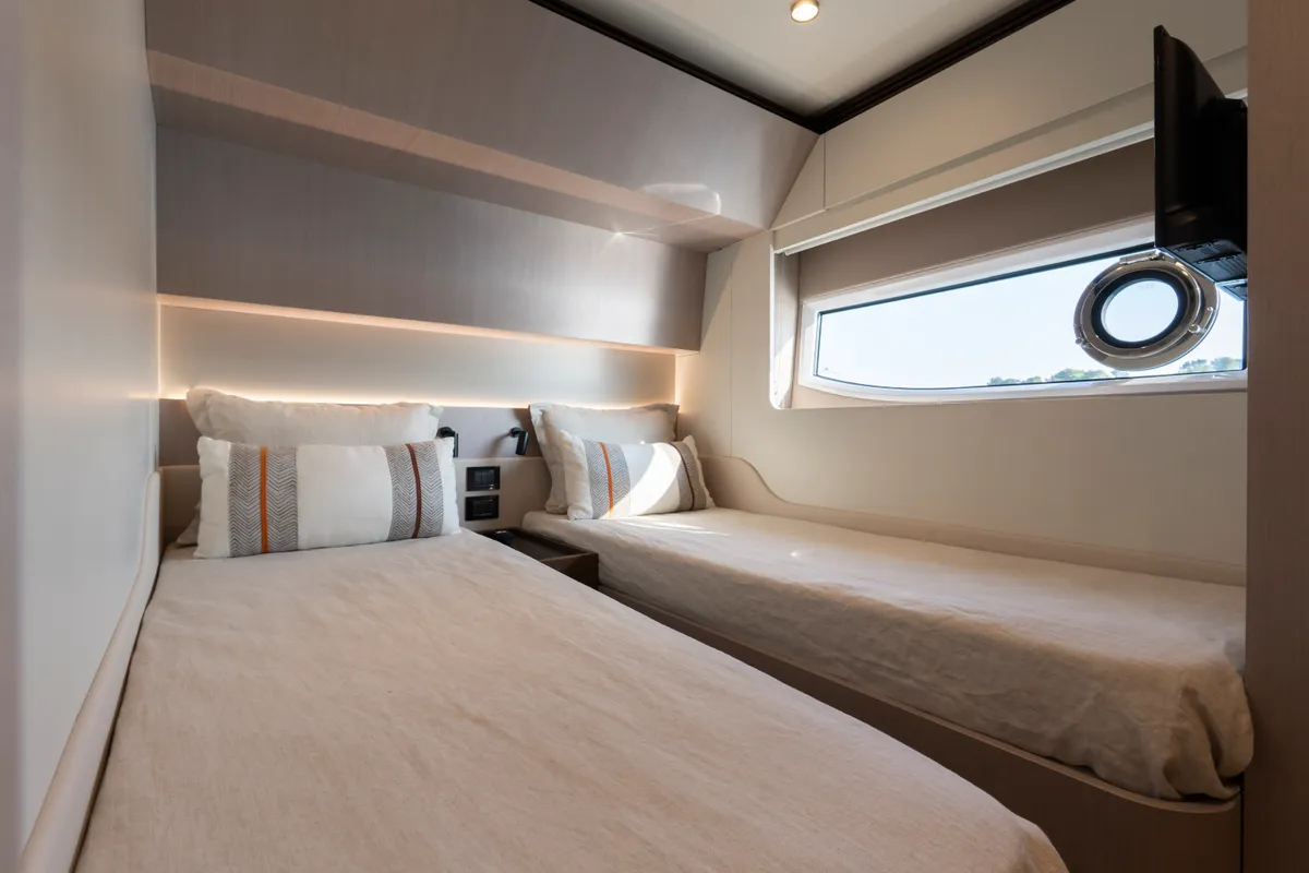 Cabin on Felicita, a Azimut S7 motor yacht at Grad Šibenik, Croatia