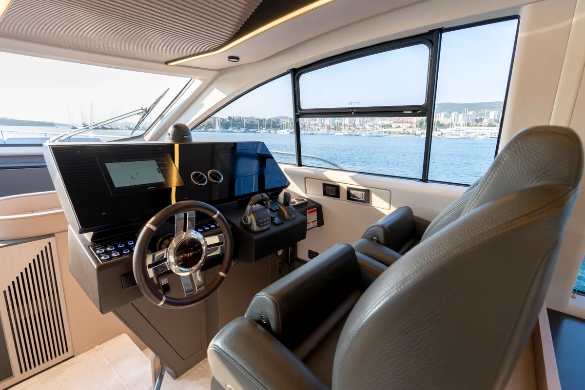 Cockpit of Felicita, a Azimut S7 motor yacht at Grad Šibenik, Croatia