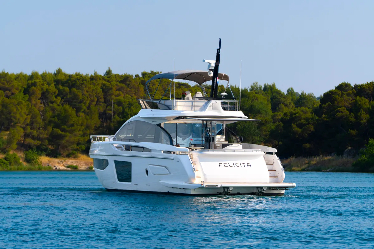 Exterior view of Felicita, a Azimut S7 motor yacht at Grad Šibenik, Croatia