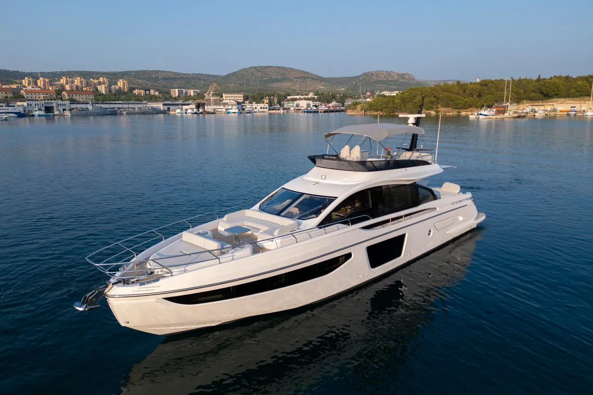 Exterior view of Felicita, a Azimut S7 motor yacht at Grad Šibenik, Croatia