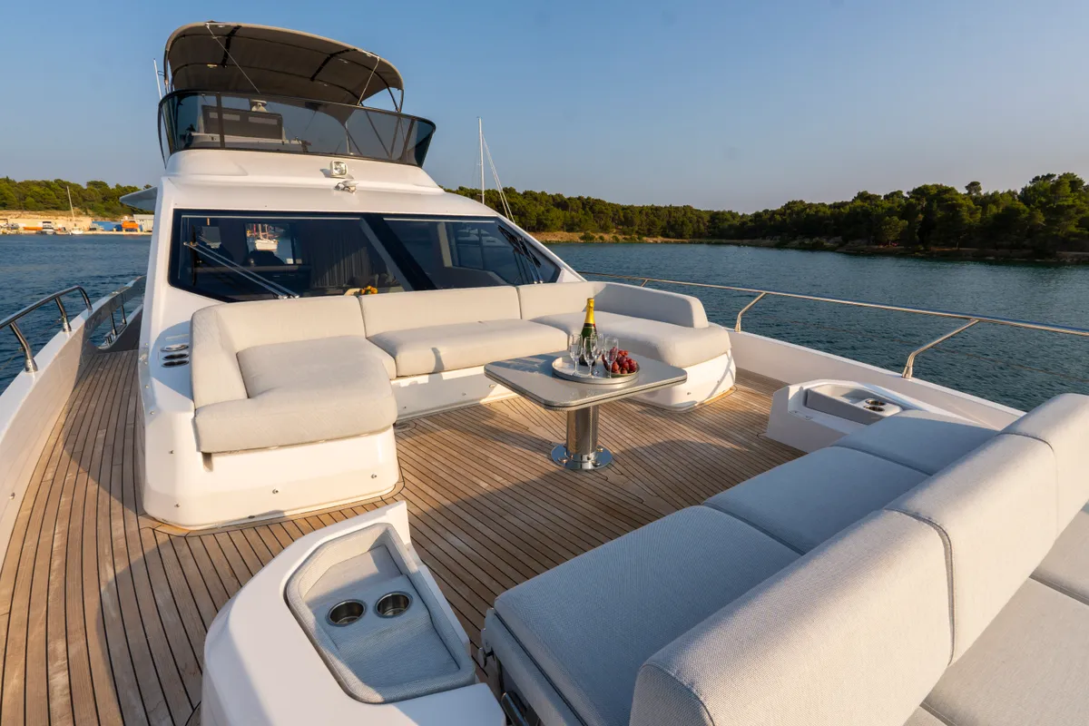 Deck of Felicita, a Azimut S7 motor yacht at Grad Šibenik, Croatia