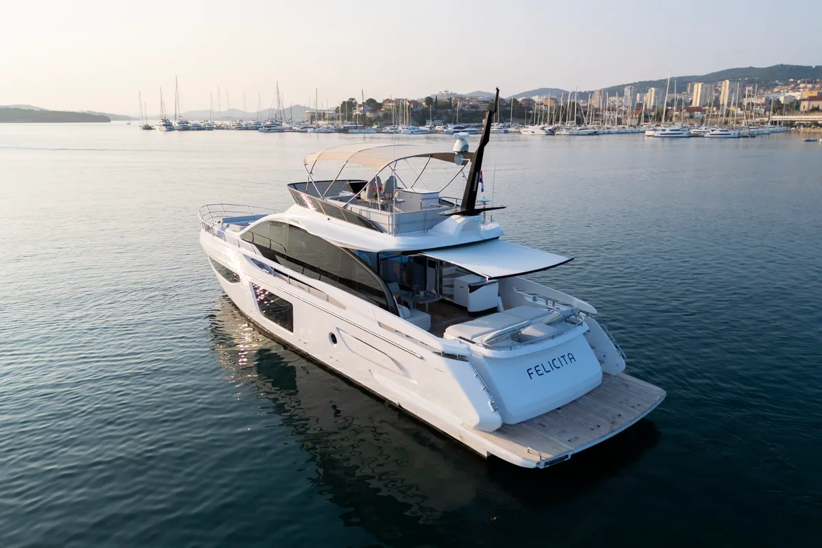 Exterior view of Felicita, a Azimut S7 motor yacht at Grad Šibenik, Croatia