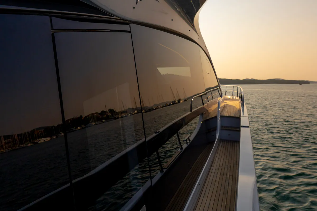 Deck of Felicita, a Azimut S7 motor yacht at Grad Šibenik, Croatia