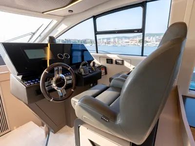 Cockpit of Felicita, a Azimut S7 motor yacht at Grad Šibenik, Croatia