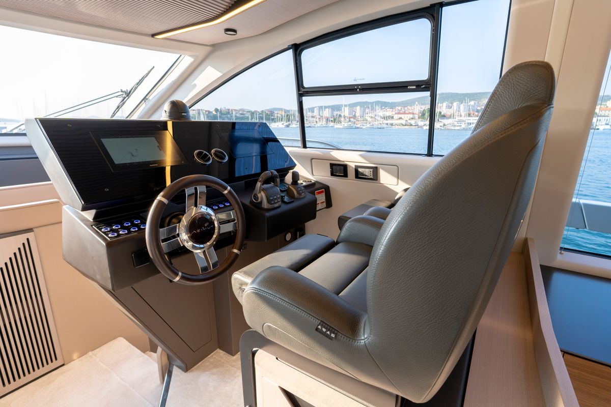 Cockpit of Felicita, a Azimut S7 motor yacht at Grad Šibenik, Croatia