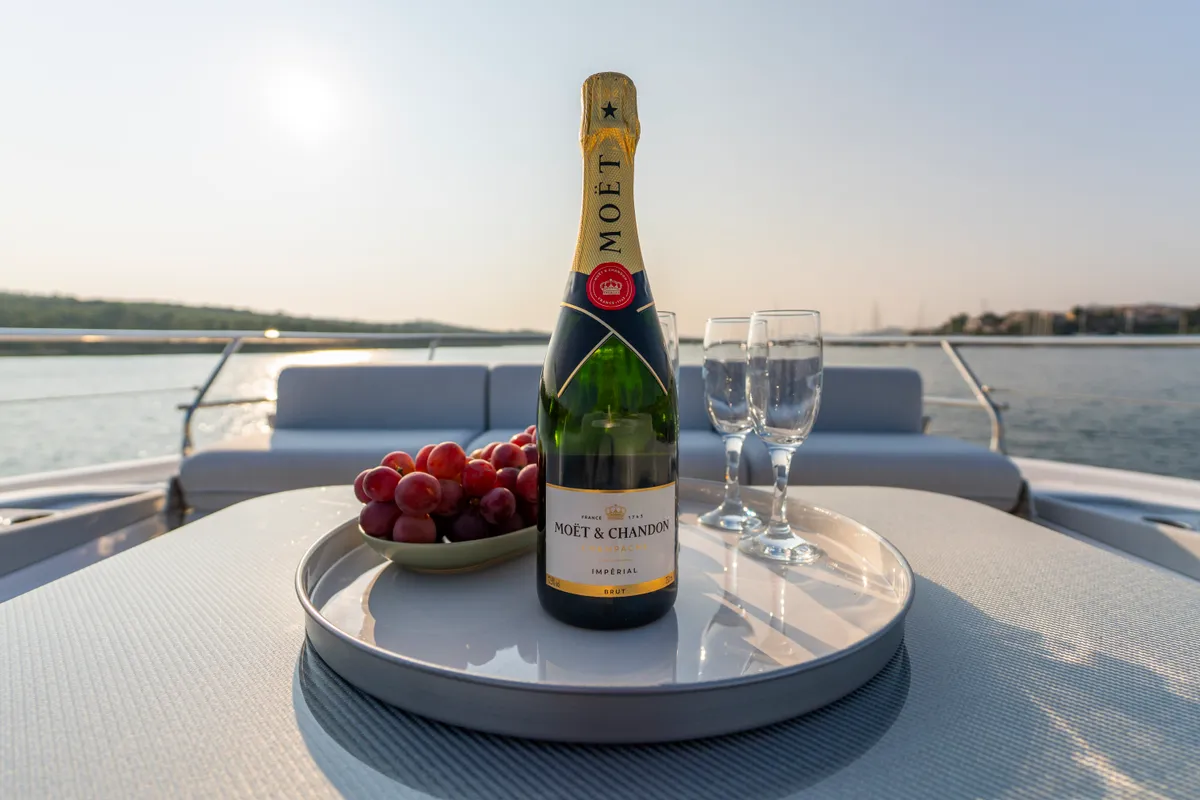 Deck of Felicita, a Azimut S7 motor yacht at Grad Šibenik, Croatia
