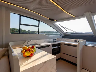 Galley of Felicita, a Azimut S7 motor yacht at Grad Šibenik, Croatia