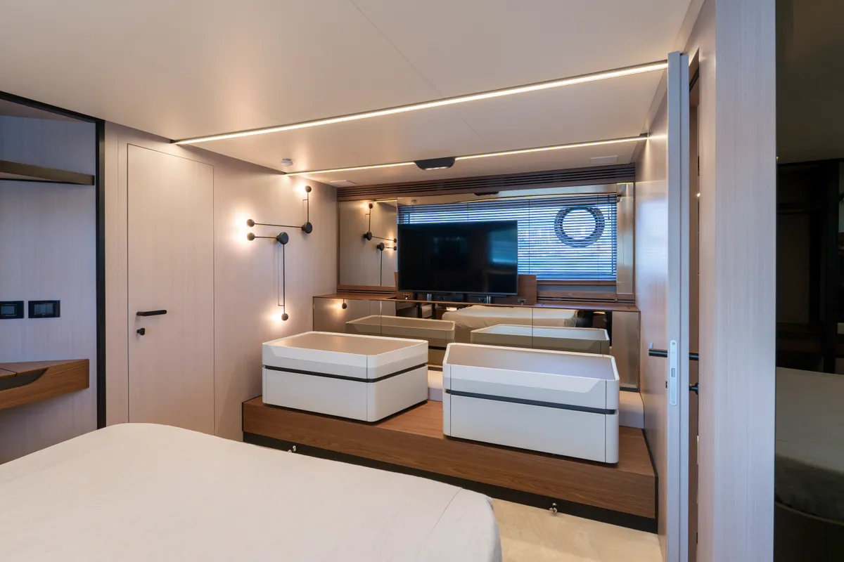 Cabin on Felicita, a Azimut S7 motor yacht at Grad Šibenik, Croatia