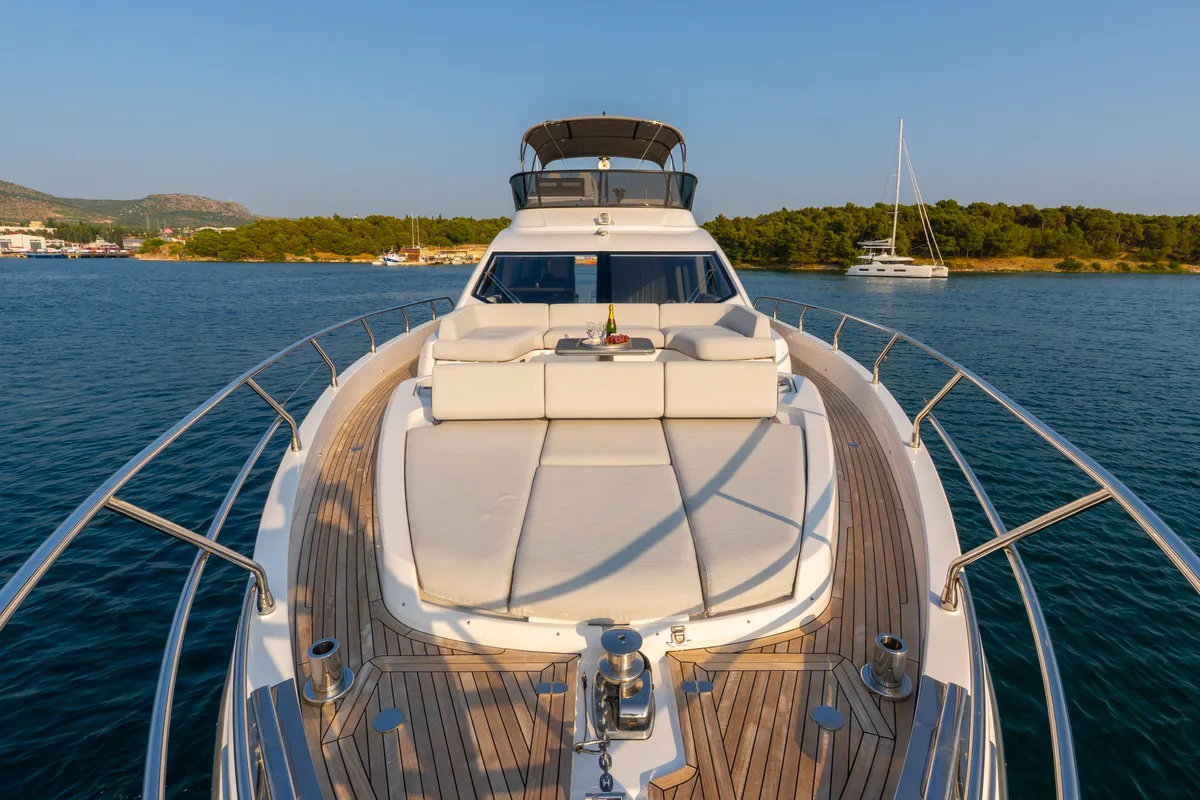 Deck of Felicita, a Azimut S7 motor yacht at Grad Šibenik, Croatia