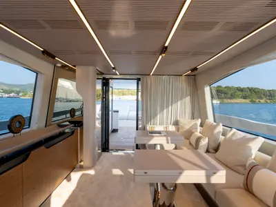 Salon of Felicita, a Azimut S7 motor yacht at Grad Šibenik, Croatia