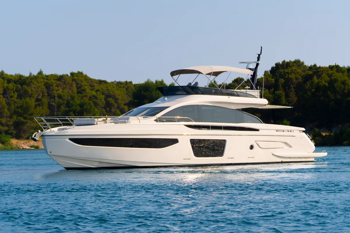 Exterior view of Felicita, a Azimut S7 motor yacht at Grad Šibenik, Croatia