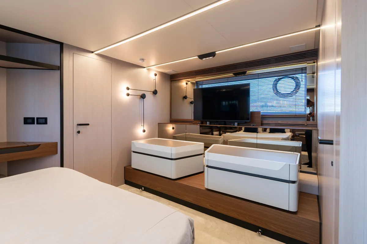 Cabin on Felicita, a Azimut S7 motor yacht at Grad Šibenik, Croatia