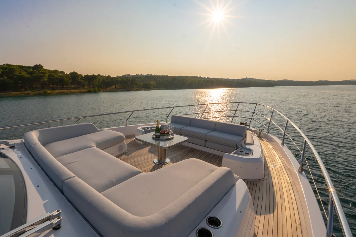 Deck of Felicita, a Azimut S7 motor yacht at Grad Šibenik, Croatia