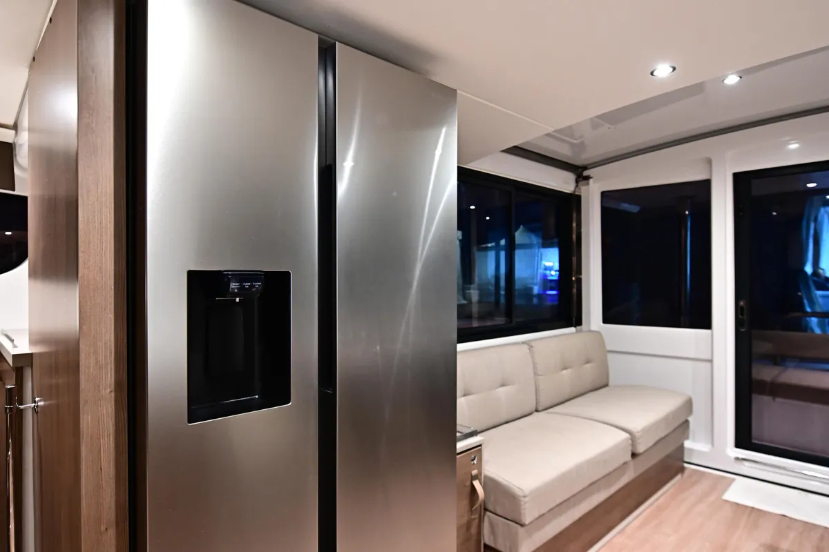 Salon of Archè, a Bali 4.4 catamaran at Salerno, Italy