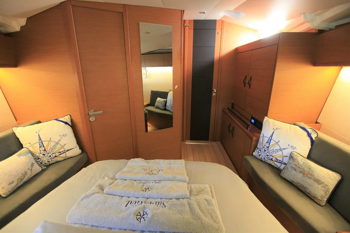 Cabin on Silvergirl, a Jeanneau 54 sailboat at Road Town, British Virgin Islands