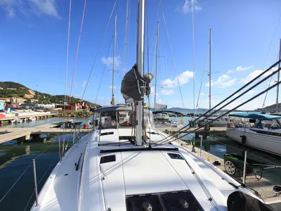 Deck of Silvergirl, a Jeanneau 54 sailboat at Road Town, British Virgin Islands