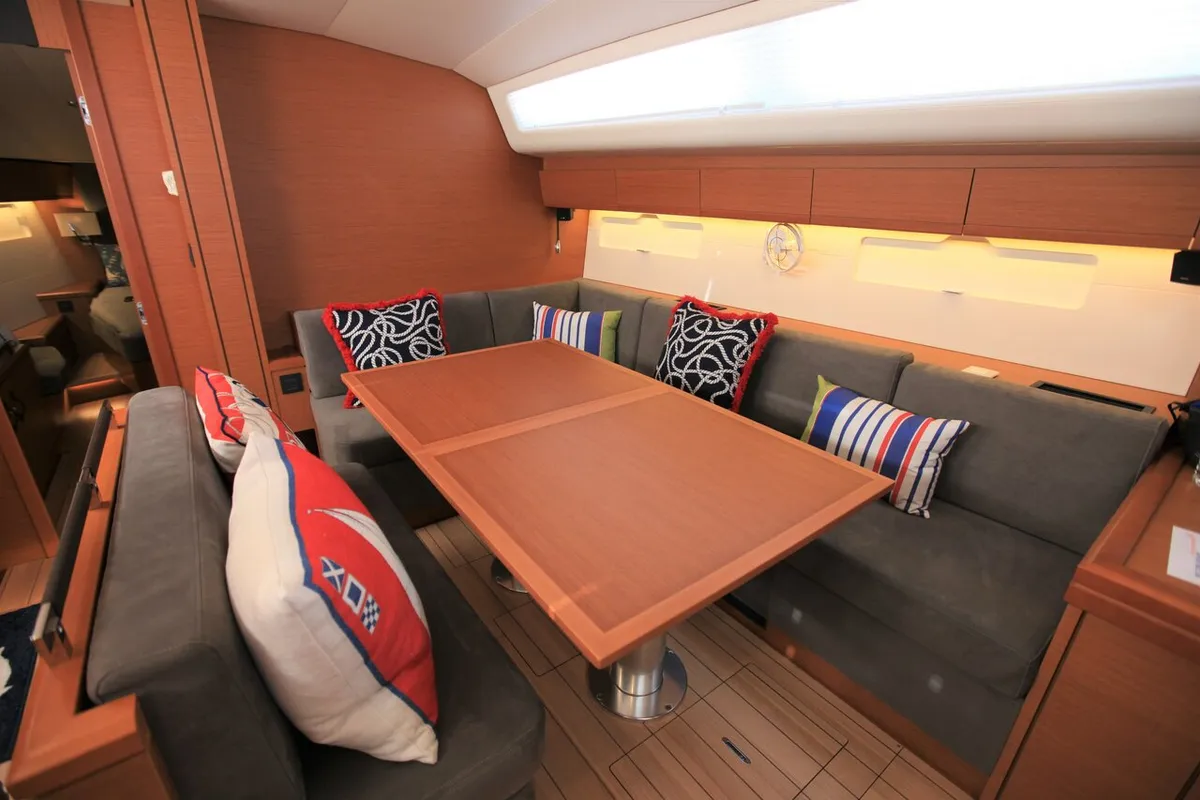 Salon of Silvergirl, a Jeanneau 54 sailboat at Road Town, British Virgin Islands