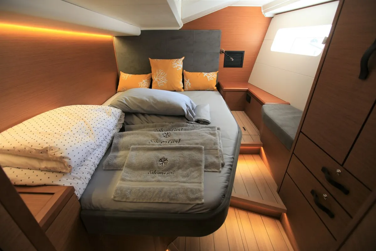 Cabin on Silvergirl, a Jeanneau 54 sailboat at Road Town, British Virgin Islands