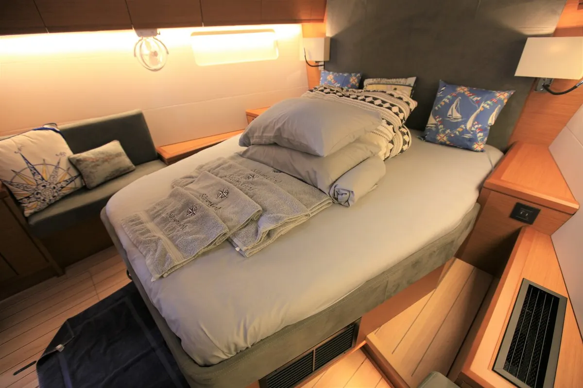 Cabin on Silvergirl, a Jeanneau 54 sailboat at Road Town, British Virgin Islands