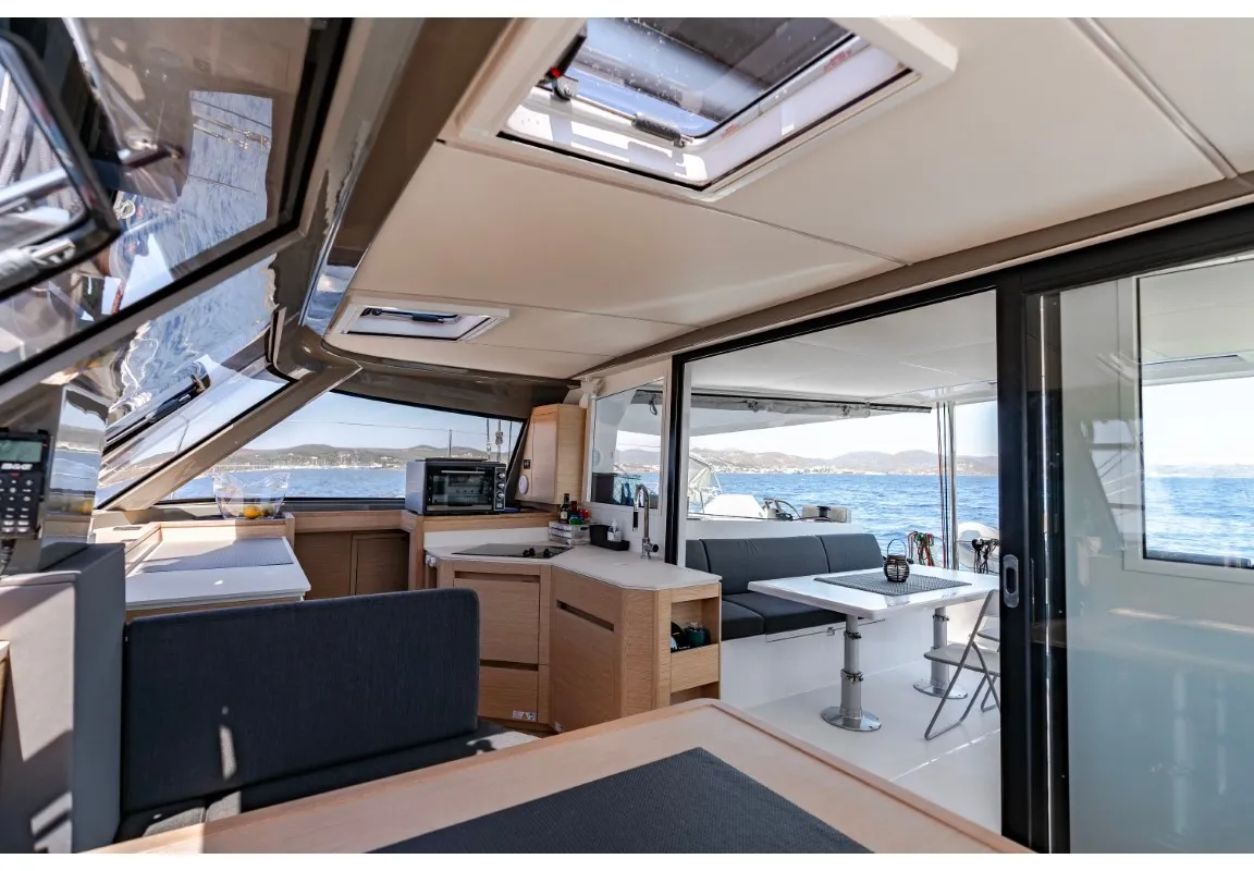 Galley of Somi, a Nautitech 40 catamaran at Lavrion, Greece