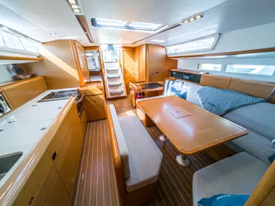 Salon of Elise Af Sweden, a Jeanneau Sun Odyssey 519 sailboat at Punat, Croatia