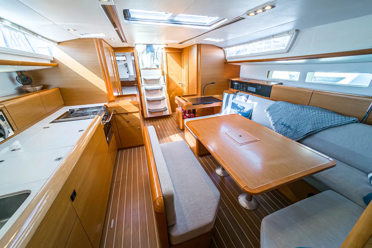 Salon of Elise Af Sweden, a Jeanneau Sun Odyssey 519 sailboat at Punat, Croatia