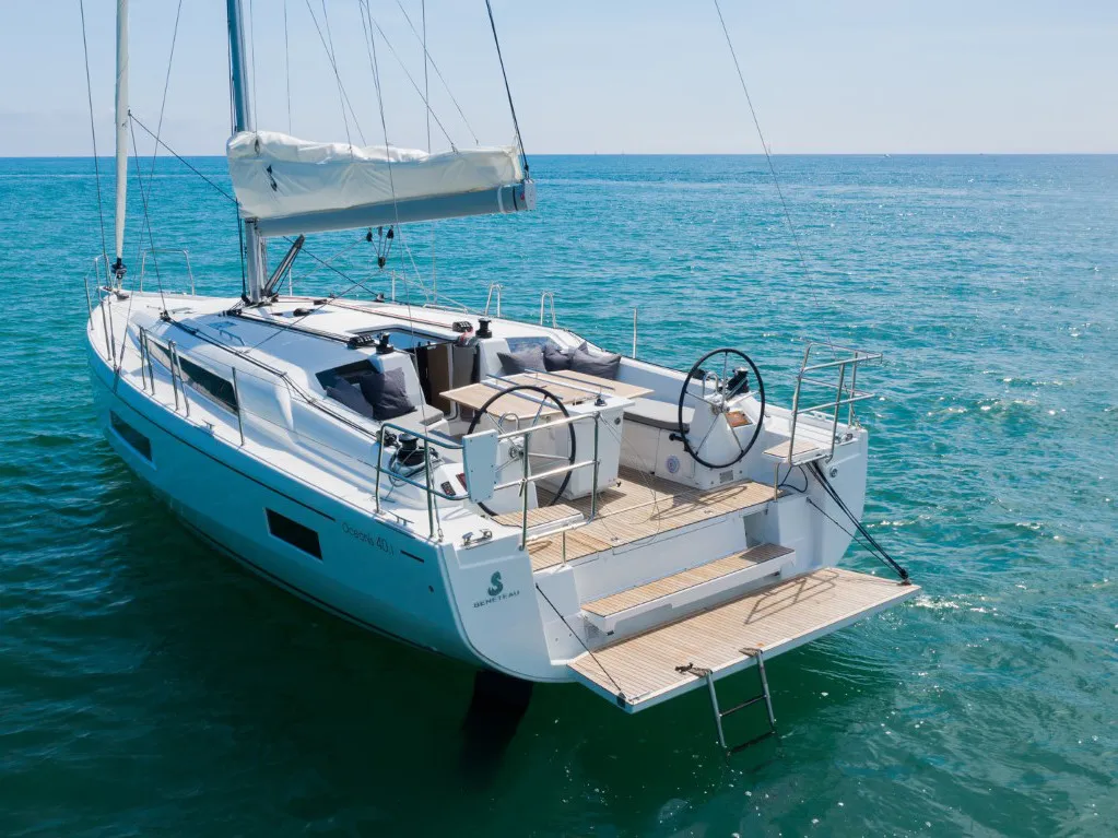 Exterior view of Raz Kaiou, a Beneteau Oceanis 40.1 sailboat at Kerners, France