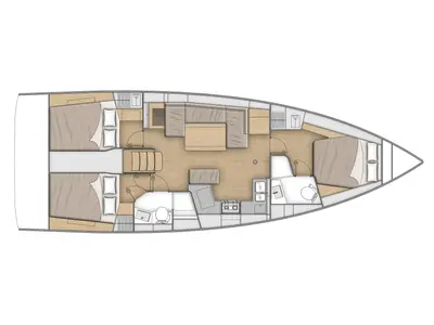 Floor plan of Raz Kaiou, a Beneteau Oceanis 40.1 sailboat at Kerners, France