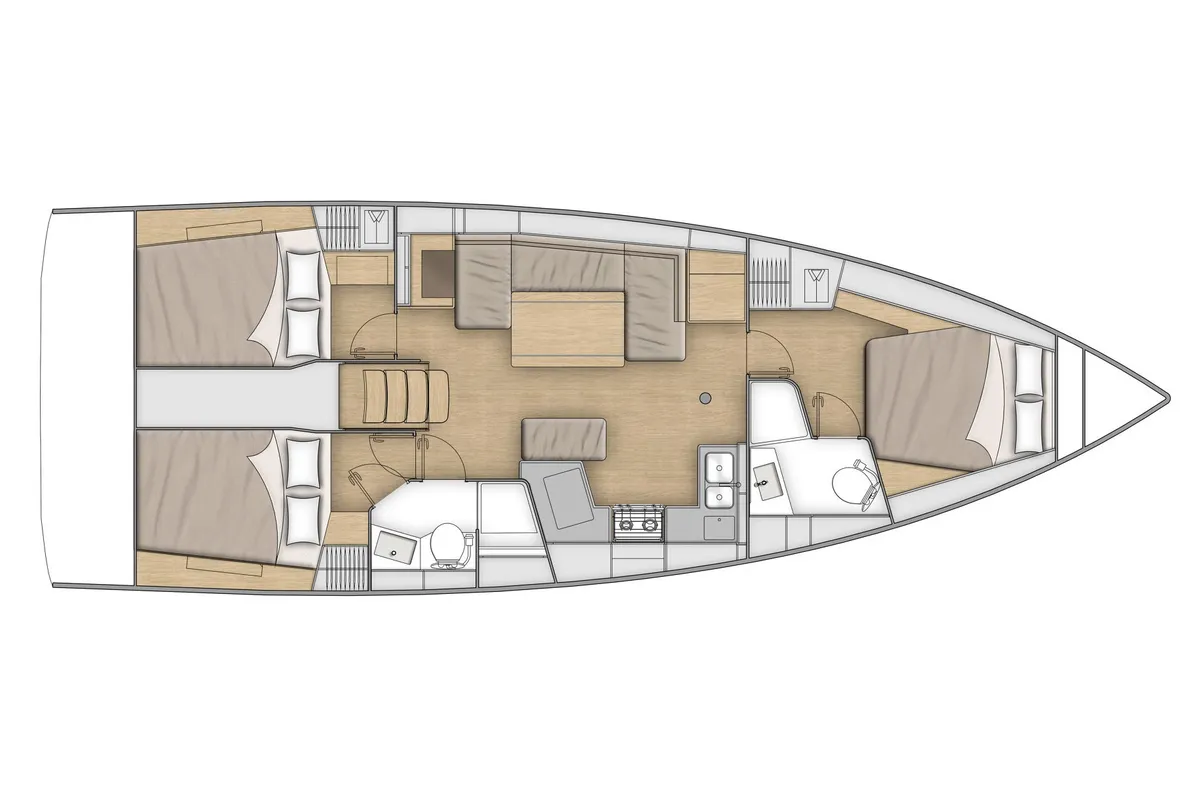 Floor plan of Raz Kaiou, a Beneteau Oceanis 40.1 sailboat at Kerners, France