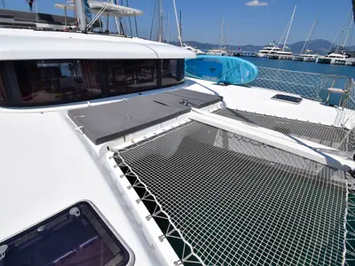 Deck of Bige, a Lagoon 42 catamaran at Marmaris, Turkey